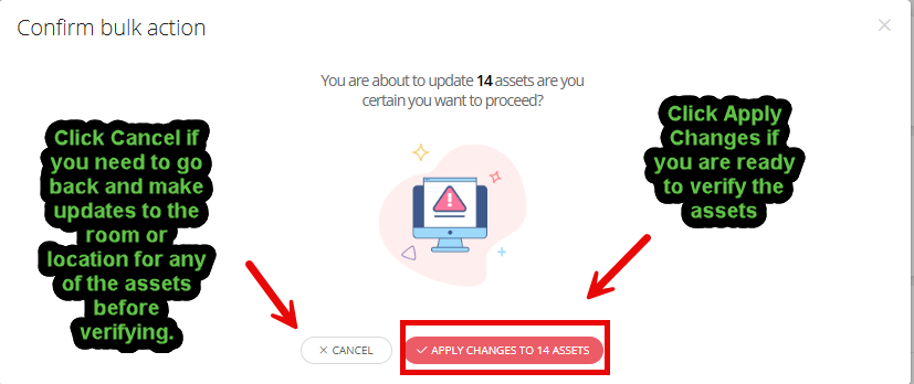 Incident IQ confirmation window showing the Apply Changes and Cancel buttons.