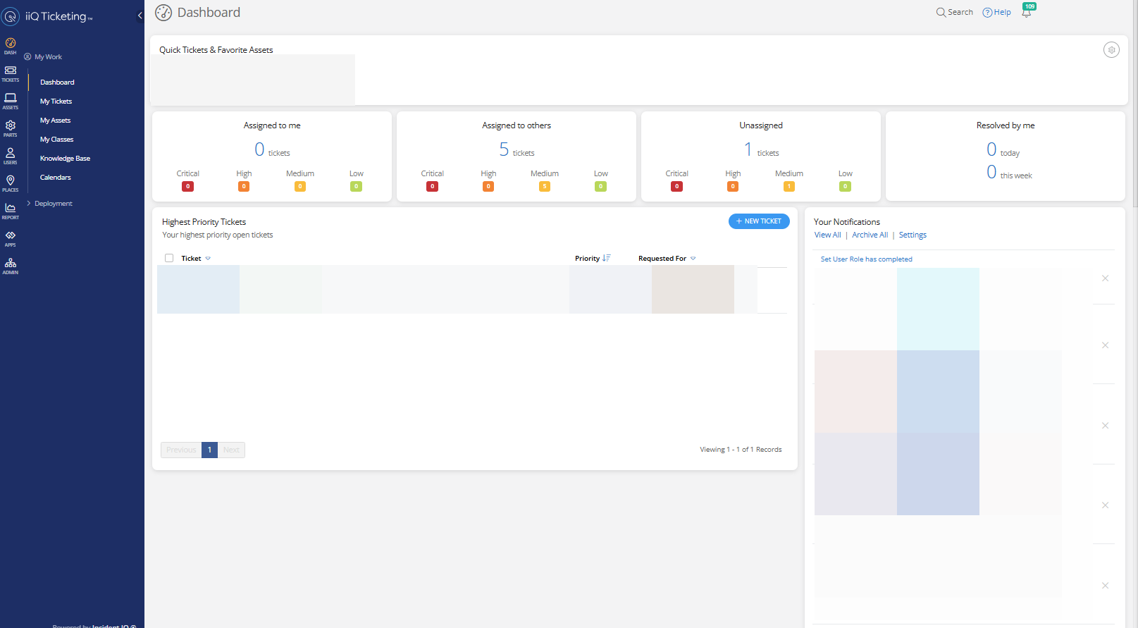 Incident IQ main dashboard screen.