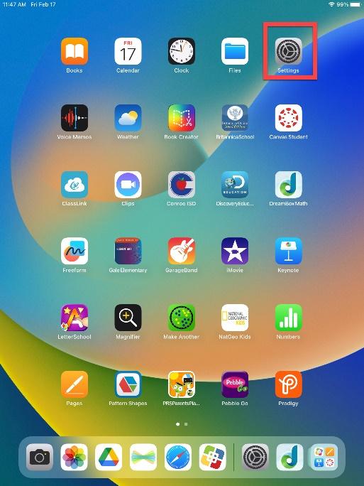 Click on the Settings wheel