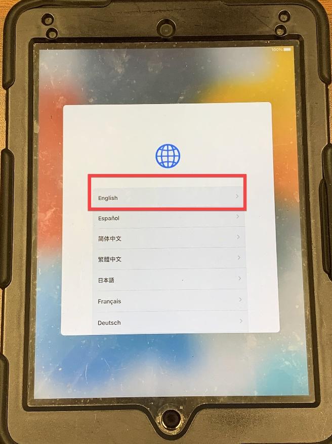 iPad Language Screen