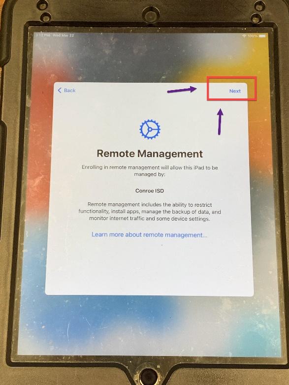 iPad Remote Management Screen