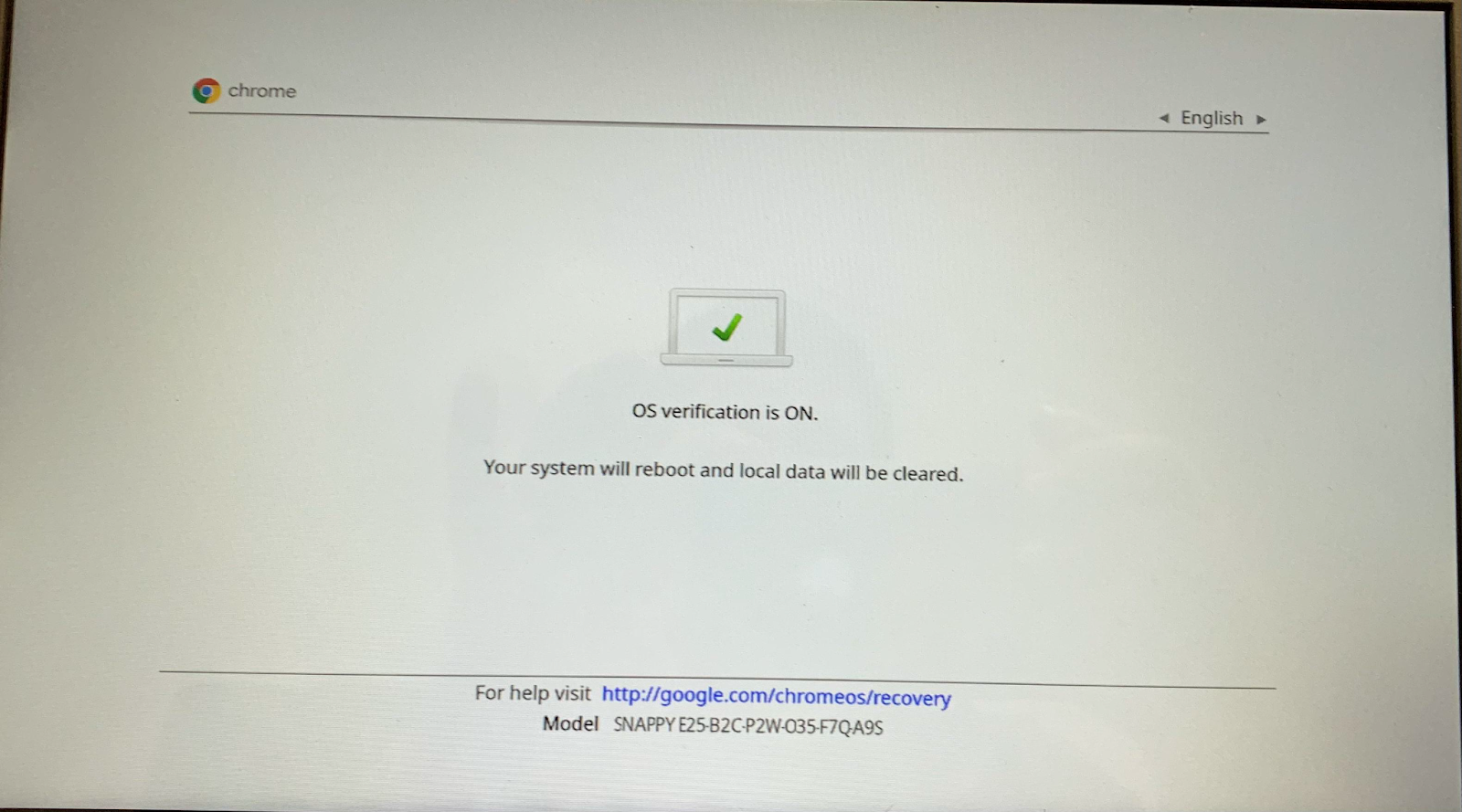 OS verification screen