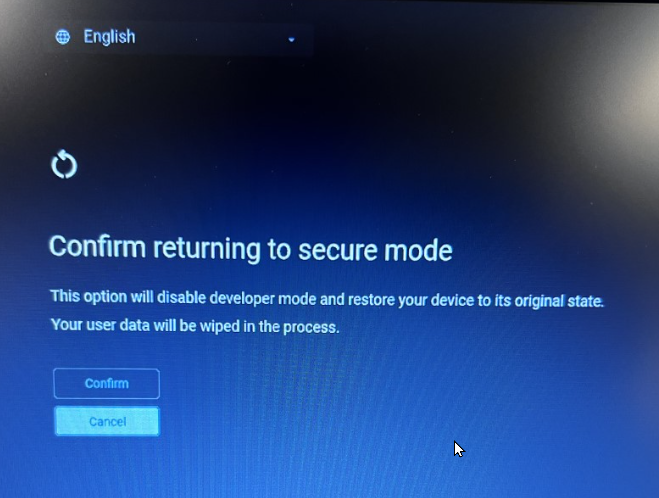 Confirm returning to secure mode screen
