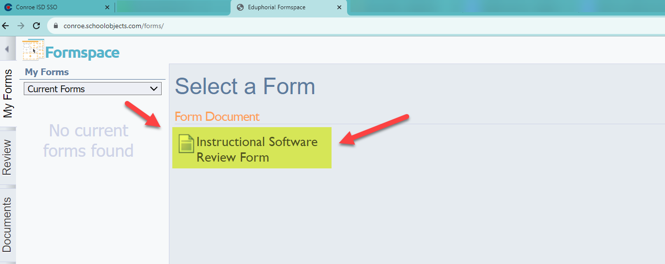 Instructional Software Review Form Screen